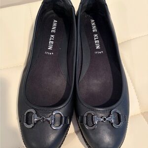 Anne Klein Black Loafers with metal buckle